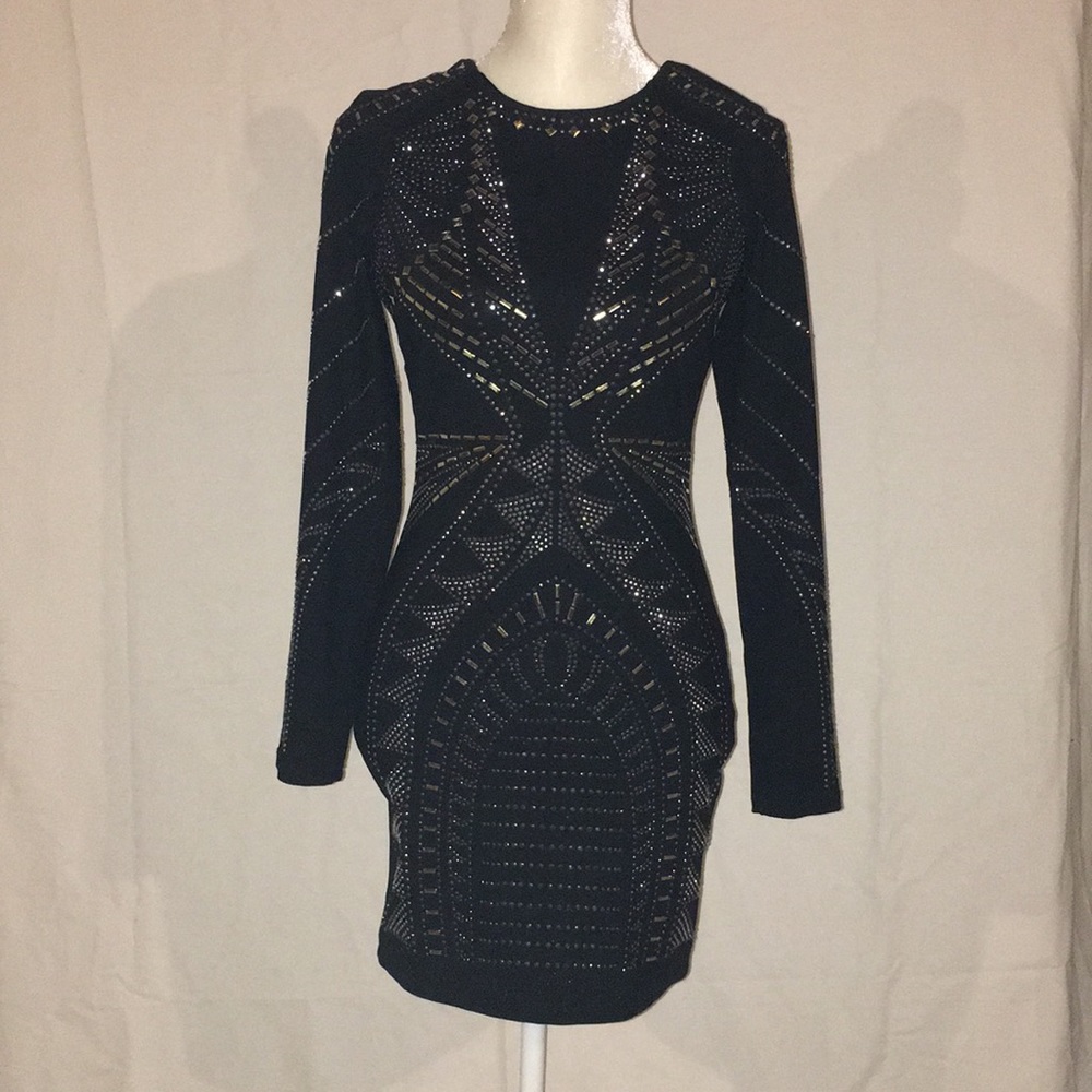 Sequined, black cocktail dress by BeBe!